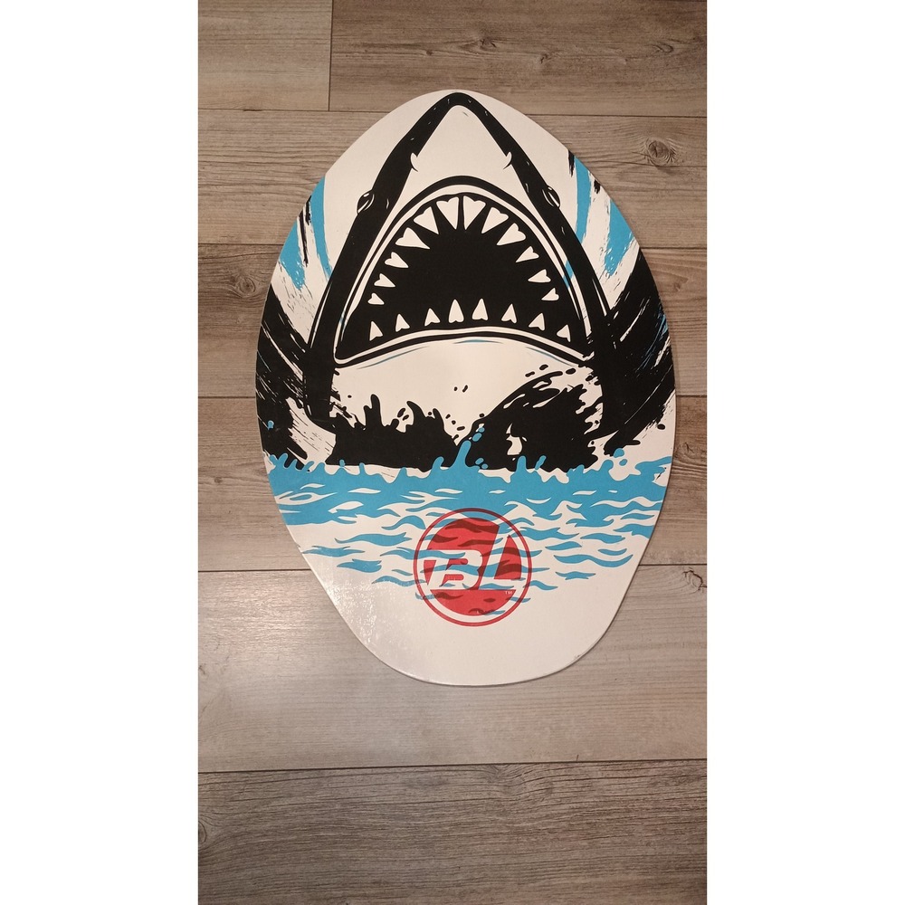 ZL Skimboard Unisex 30in White Good Shark Graphic Wood Beach Surf Board